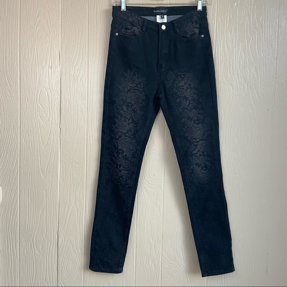 Frank Lyman Design Black Floral High Waisted Jean